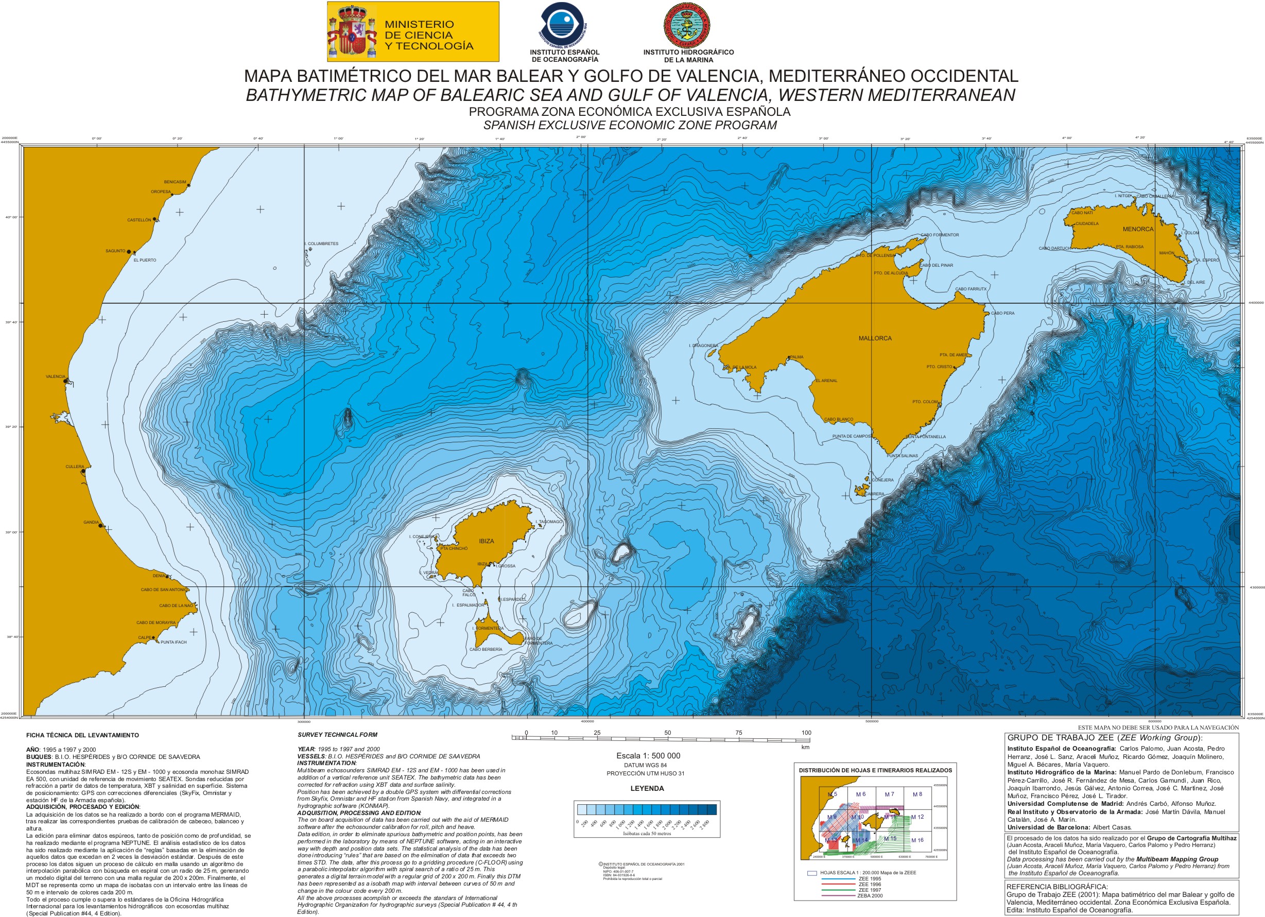 imagen Baleares (Islas). España. Mapas batimétricos. 2001