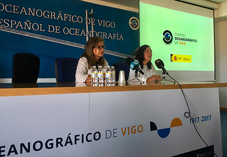 Teresa Pedrosa, delegada especial do Estado en el Consorcio da Zona Franca de Vigo, y Victoria Besada, directora del Centro Oceanográfico de Vigo del IEO
