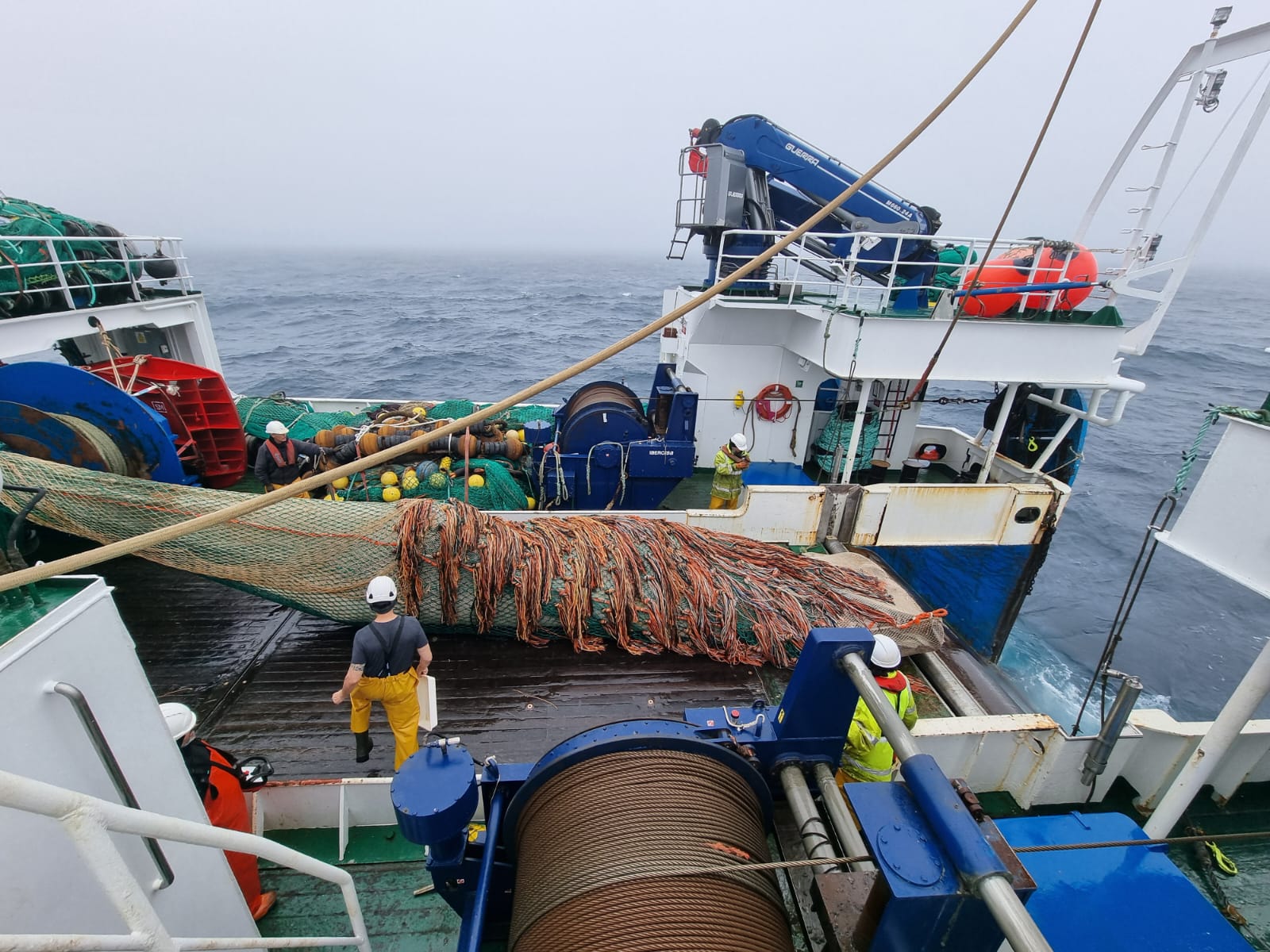 Virada de un lance de pesca durante la edición anterior de la campaña Flemish Cap
