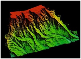 Perspectiva 3D del sector oriental del Escarpe de Mazarrón. M Sayago.