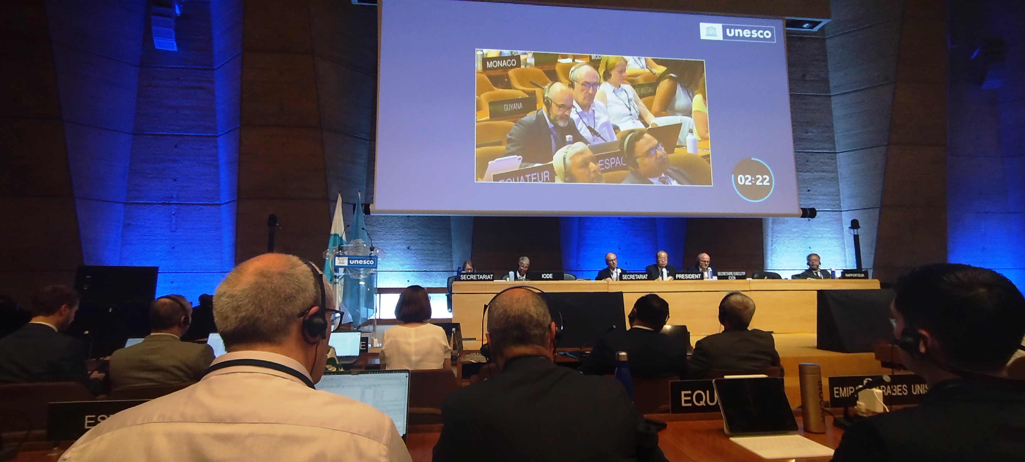 Rafael González-Quirós durante su presentación en la Asamblea de la COI-UNESCO © Itahisa Deniz González. Unidad de relaciones internacionales del IEO, CSIC