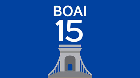 Logo del 15 aniversario de la Budapest Open Access Initiative