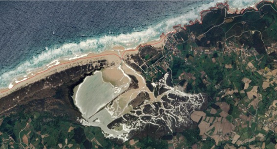 Imagen aérea de la laguna de Baldiao, A Coruña.