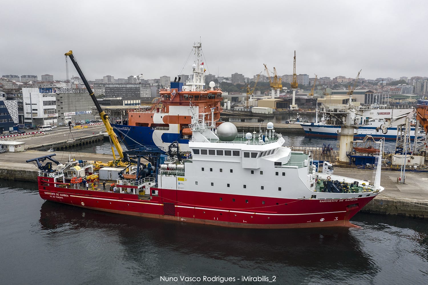 El buque Sarmiento de Gamboa en el puerto de Vigo preparado para el comienzo de iMirabilis2. Nuno Vasco Rodrigues / CSIC