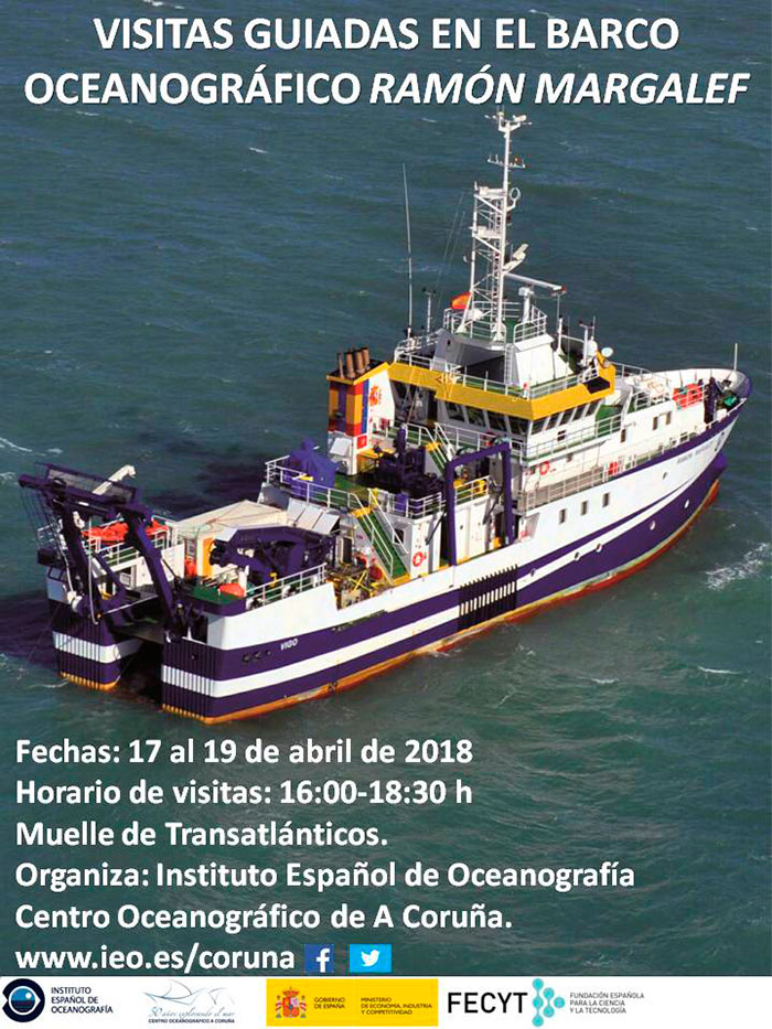 Cartel visita guiada al Barco Ramón Margalef del 17 al 19 de abril de 2018